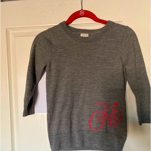 J.Crew Crewneck Grey with Pink Bike Size Small